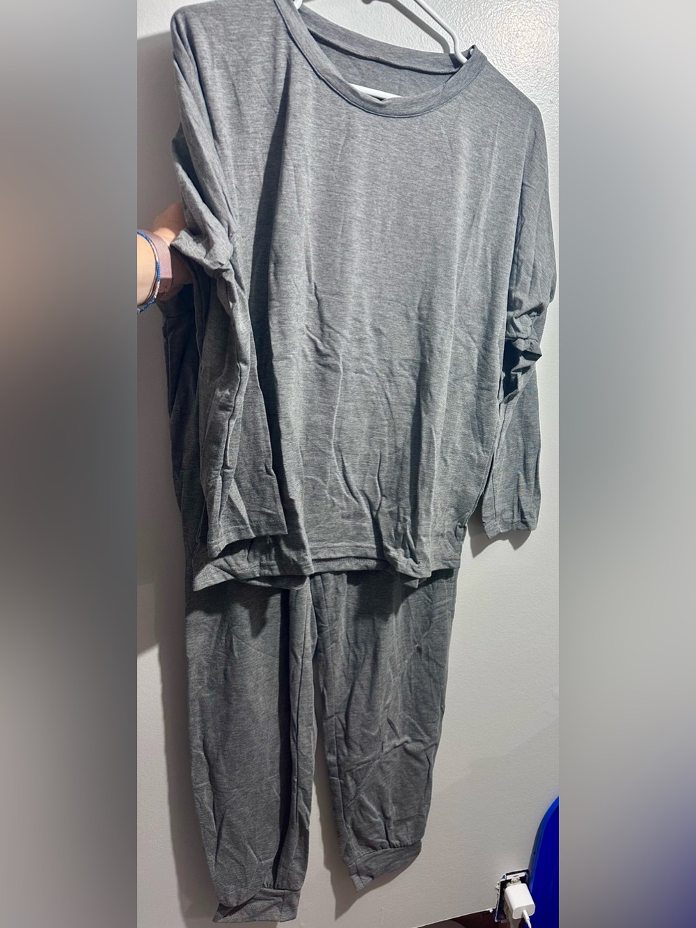 Cozy Gray Pajama Set Breathable Sleepwear Size L (1213)